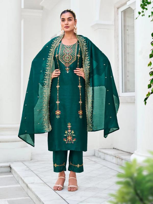 VP 9481 G Women Kurta and Trouser Duppata Set Silk Blend